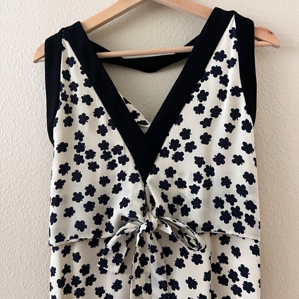 Balenciaga Paris White Silk Blend Clover Print Cowl Neck Mini Dress 36 / US 6  - Picture 9 of 9